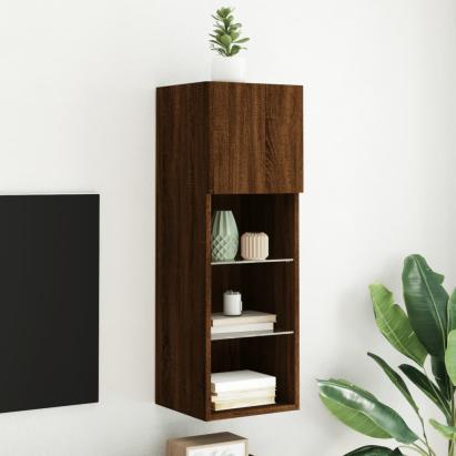 Comodă TV cu lumini LED, stejar maro, 30,5x30x90 cm GartenMobel Dekor