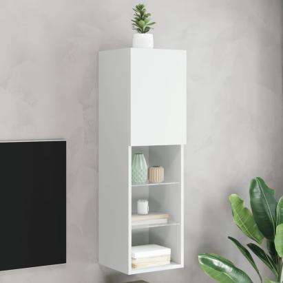 Comodă TV cu lumini LED, alb, 30,5x30x102 cm GartenMobel Dekor