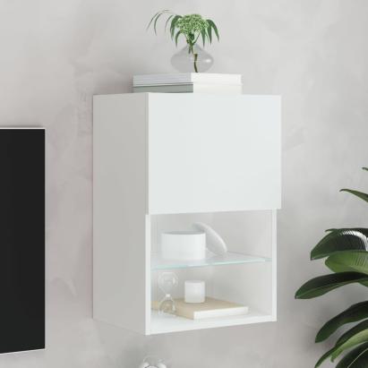 Comodă TV cu lumini LED, alb, 40,5x30x60 cm GartenMobel Dekor