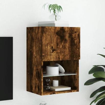 Comodă TV cu lumini LED, stejar fumuriu, 40,5x30x60 cm GartenMobel Dekor