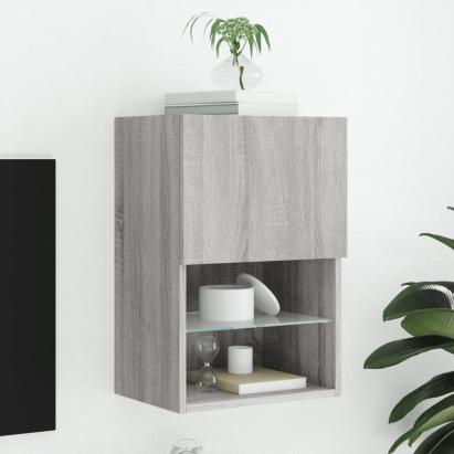 Comodă TV cu lumini LED, gri sonoma, 40,5x30x60 cm GartenMobel Dekor