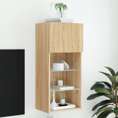 Comodă TV cu lumini LED, stejar sonoma, 40,5x30x90 cm GartenMobel Dekor