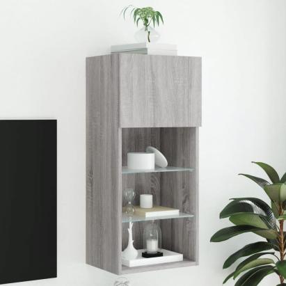 Comodă TV cu lumini LED, gri sonoma, 40,5x30x90 cm GartenMobel Dekor
