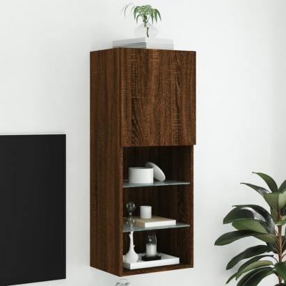 Comodă TV cu lumini LED, stejar maro, 40,5x30x102 cm GartenMobel Dekor