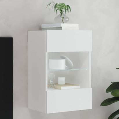 Comodă TV de perete cu lumini LED, alb, 40x30x60,5 cm GartenMobel Dekor