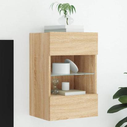 Comodă TV de perete cu lumini LED, stejar sonoma, 40x30x60,5 cm GartenMobel Dekor