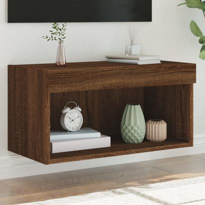 Comodă TV cu lumini LED, stejar maro, 60x30x30 cm GartenMobel Dekor