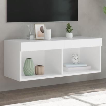 Comodă TV cu lumini LED, alb, 80x30x30 cm GartenMobel Dekor
