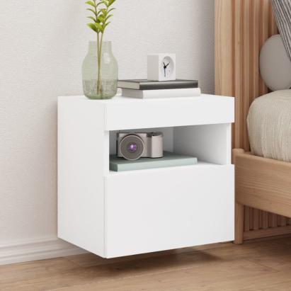 Comodă TV de perete cu lumini LED, alb, 40x30x40 cm GartenMobel Dekor