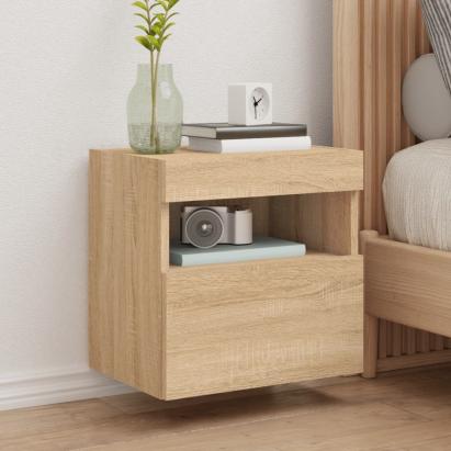 Comodă TV de perete cu lumini LED, stejar sonoma, 40x30x40 cm GartenMobel Dekor