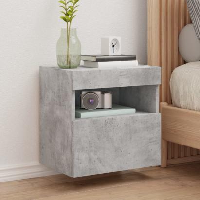 Comodă TV de perete cu lumini LED, gri beton, 40x30x40 cm GartenMobel Dekor