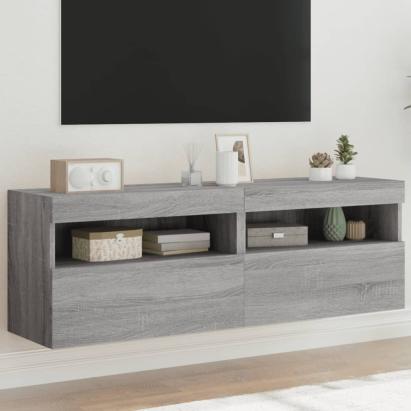 Comodă TV de perete cu LED, 2 buc, gri sonoma, 60x30x40 cm GartenMobel Dekor