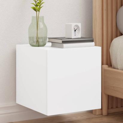 Comodă TV de perete cu lumini LED, alb, 30,5x35x30 cm GartenMobel Dekor