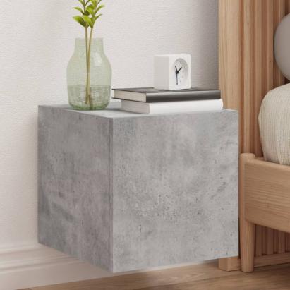 Comodă TV de perete cu lumini LED, gri beton, 30,5x35x30 cm GartenMobel Dekor