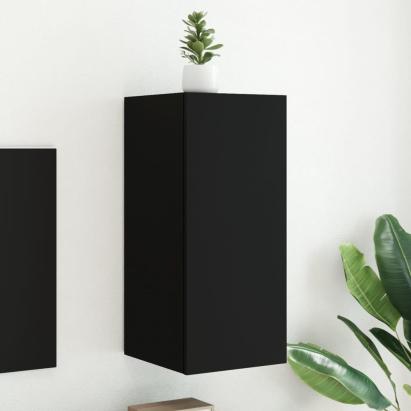 Comodă TV de perete cu lumini LED, negru, 30,5x35x70 cm GartenMobel Dekor