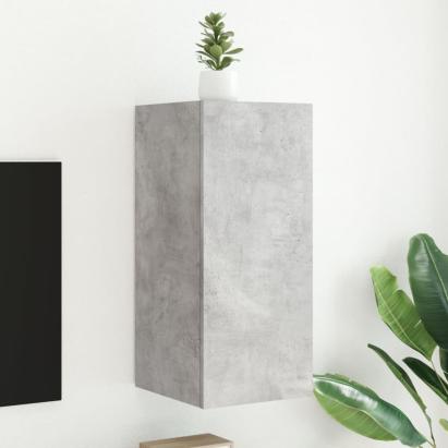 Comodă TV de perete cu lumini LED, gri beton, 30,5x35x70 cm GartenMobel Dekor