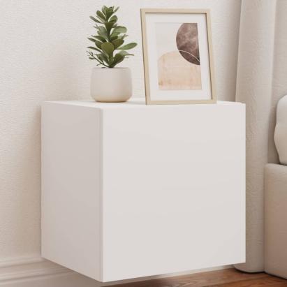 Comodă TV de perete cu lumini LED, alb, 40,5x35x40 cm GartenMobel Dekor