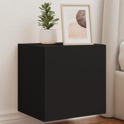 Comodă TV de perete cu lumini LED, negru, 40,5x35x40 cm GartenMobel Dekor