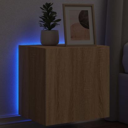 Comodă TV de perete cu lumini LED, stejar sonoma, 40,5x35x40 cm GartenMobel Dekor