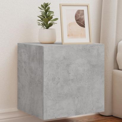 Comodă TV de perete cu lumini LED, gri beton, 40,5x35x40 cm GartenMobel Dekor