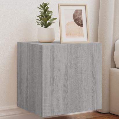 Comodă TV de perete cu lumini LED, gri sonoma, 40,5x35x40 cm GartenMobel Dekor