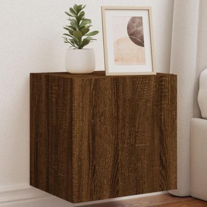 Comodă TV de perete cu lumini LED, stejar maro, 40,5x35x40 cm GartenMobel Dekor