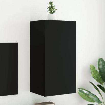 Comodă TV de perete cu lumini LED, negru, 40,5x35x80 cm GartenMobel Dekor