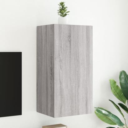 Comodă TV de perete cu lumini LED, gri sonoma, 40,5x35x80 cm GartenMobel Dekor