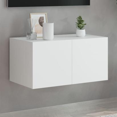 Comodă TV de perete cu lumini LED, alb, 60x35x31 cm GartenMobel Dekor