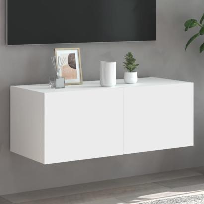 Comodă TV de perete cu lumini LED, alb, 80x35x31 cm GartenMobel Dekor