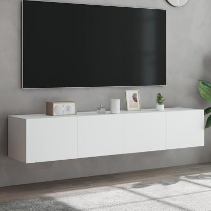 Comode TV de perete cu lumini LED, 2 buc., alb, 80x35x31 cm GartenMobel Dekor
