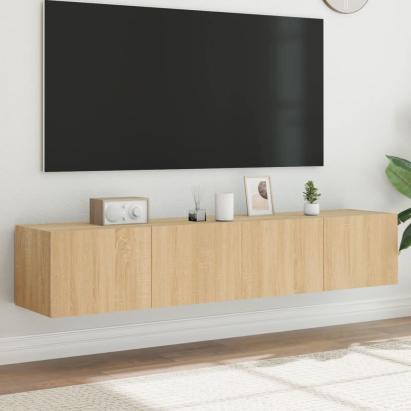 Comodă TV de perete cu LED, 2 buc. stejar sonoma, 80x35x31 cm GartenMobel Dekor