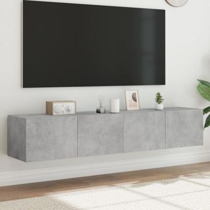 Comode TV de perete cu lumini LED 2 buc. gri beton 80x35x31 cm GartenMobel Dekor
