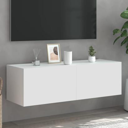 Comodă TV de perete cu lumini LED, alb, 100x35x31 cm GartenMobel Dekor