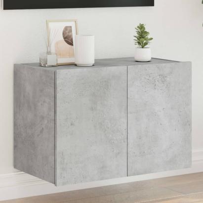 Comodă TV de perete cu lumini LED, gri beton, 60x35x41 cm GartenMobel Dekor