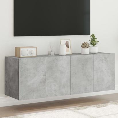 Comode TV de perete cu lumini LED 2 buc. gri beton 60x35x41 cm GartenMobel Dekor