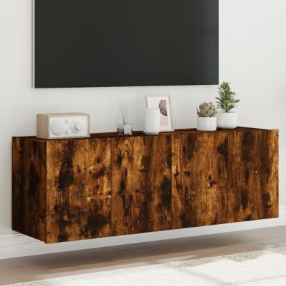 Comodă TV de perete cu LED, 2 buc. stejar fumuriu, 60x35x41 cm GartenMobel Dekor