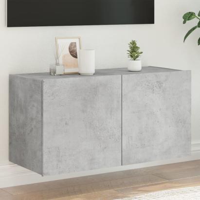 Comodă TV de perete cu lumini LED, gri beton, 80x35x41 cm GartenMobel Dekor