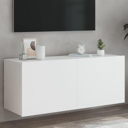 Comodă TV de perete cu lumini LED, alb, 100x35x41 cm GartenMobel Dekor