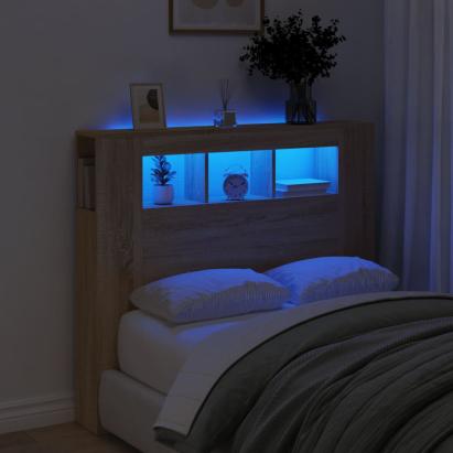 Tăblie de pat cu LED, stejar sonoma, 120x18,5x103,5 cm, lemn GartenMobel Dekor
