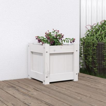 Jardinieră de grădină, 31x31x31 cm, alb lemn masiv de pin GartenMobel Dekor