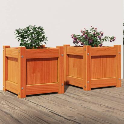 Jardiniere de grădină, 2 buc., maro ceruit, lemn masiv de pin GartenMobel Dekor