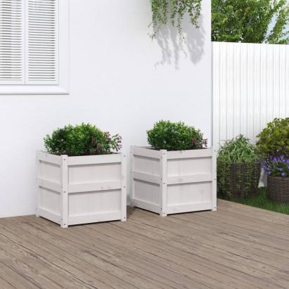 Jardiniere de grădină, 2 buc., alb, lemn masiv de pin GartenMobel Dekor