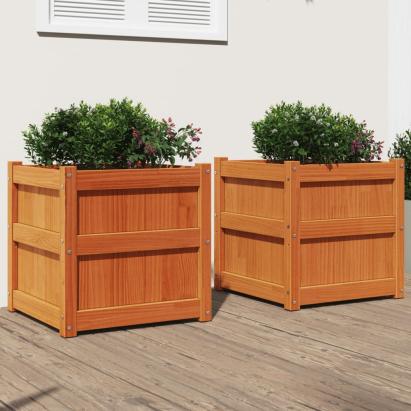 Jardiniere de grădină, 2 buc., maro ceruit, lemn masiv de pin GartenMobel Dekor