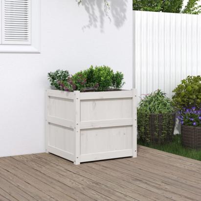 Jardinieră de grădină, alb, 60x60x60 cm, lemn masiv de pin GartenMobel Dekor