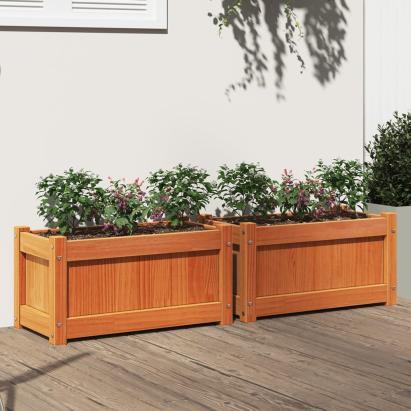 Jardiniere de grădină, 2 buc., maro ceruit, lemn masiv de pin GartenMobel Dekor