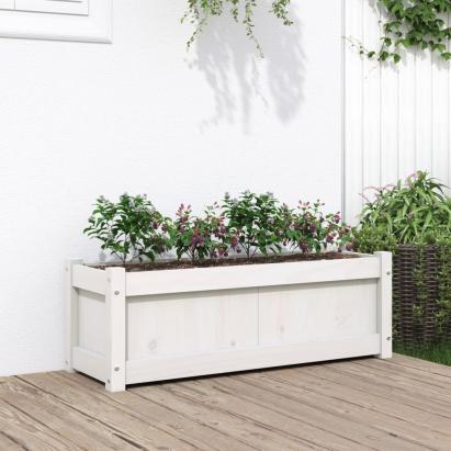 Jardinieră de grădină, alb, 90x31x31 cm, lemn masiv de pin GartenMobel Dekor