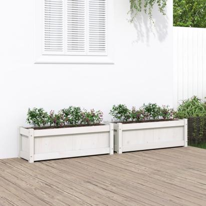 Jardiniere de grădină, 2 buc., alb, lemn masiv de pin GartenMobel Dekor