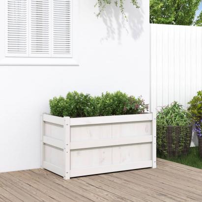 Jardinieră de grădină, alb, 90x50x50 cm, lemn masiv de pin GartenMobel Dekor