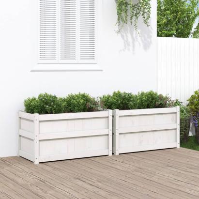 Jardiniere de grădină, 2 buc., alb, lemn masiv de pin GartenMobel Dekor